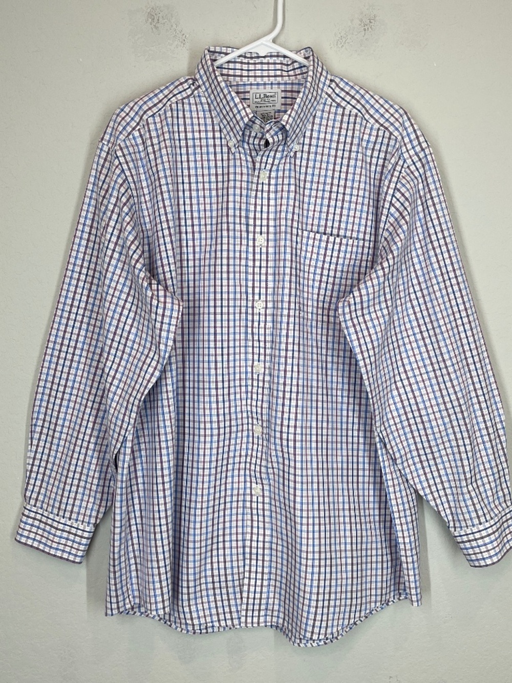 LL Bean Dress Shirt Mens 161/2-33 Traditional Fit Gingham Button Down